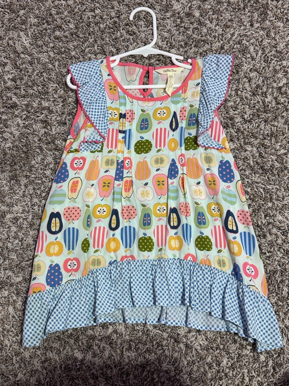 Matilda Jane Girls Apple Print Dress in Pink and Multicolor